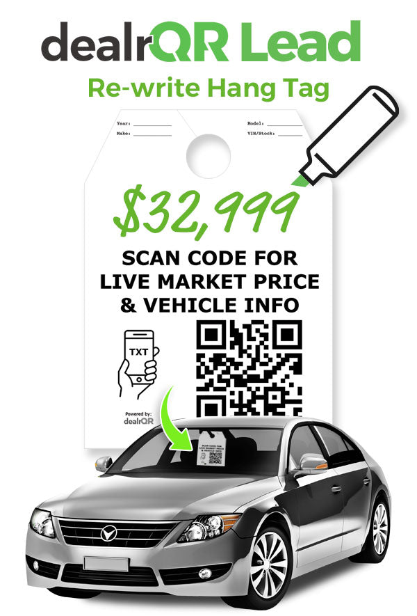 dealrQR Lead Capture QR Code Re-Write Hang Tag Starter Kit